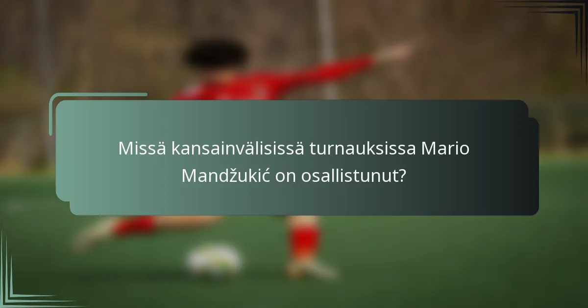 Missä kansainvälisissä turnauksissa Mario Mandžukić on osallistunut?