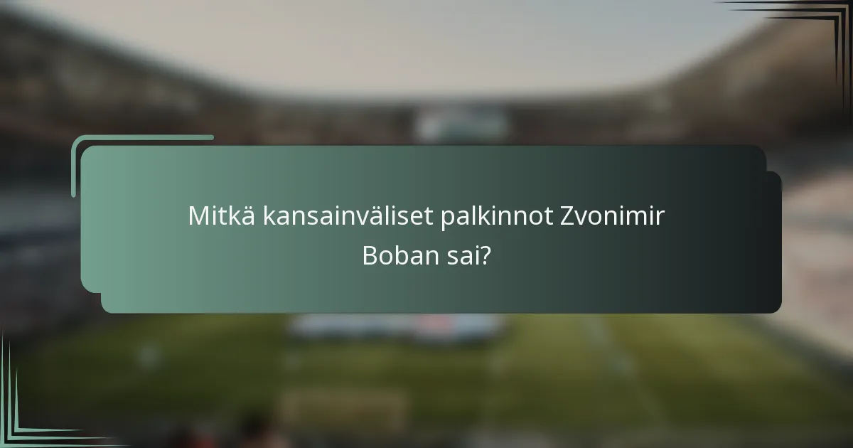 Mitkä kansainväliset palkinnot Zvonimir Boban sai?