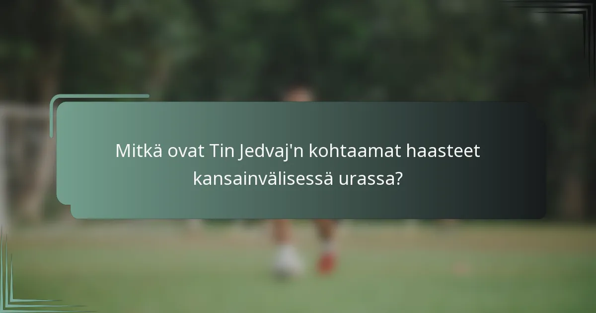 Mitkä ovat Tin Jedvaj'n kohtaamat haasteet kansainvälisessä urassa?